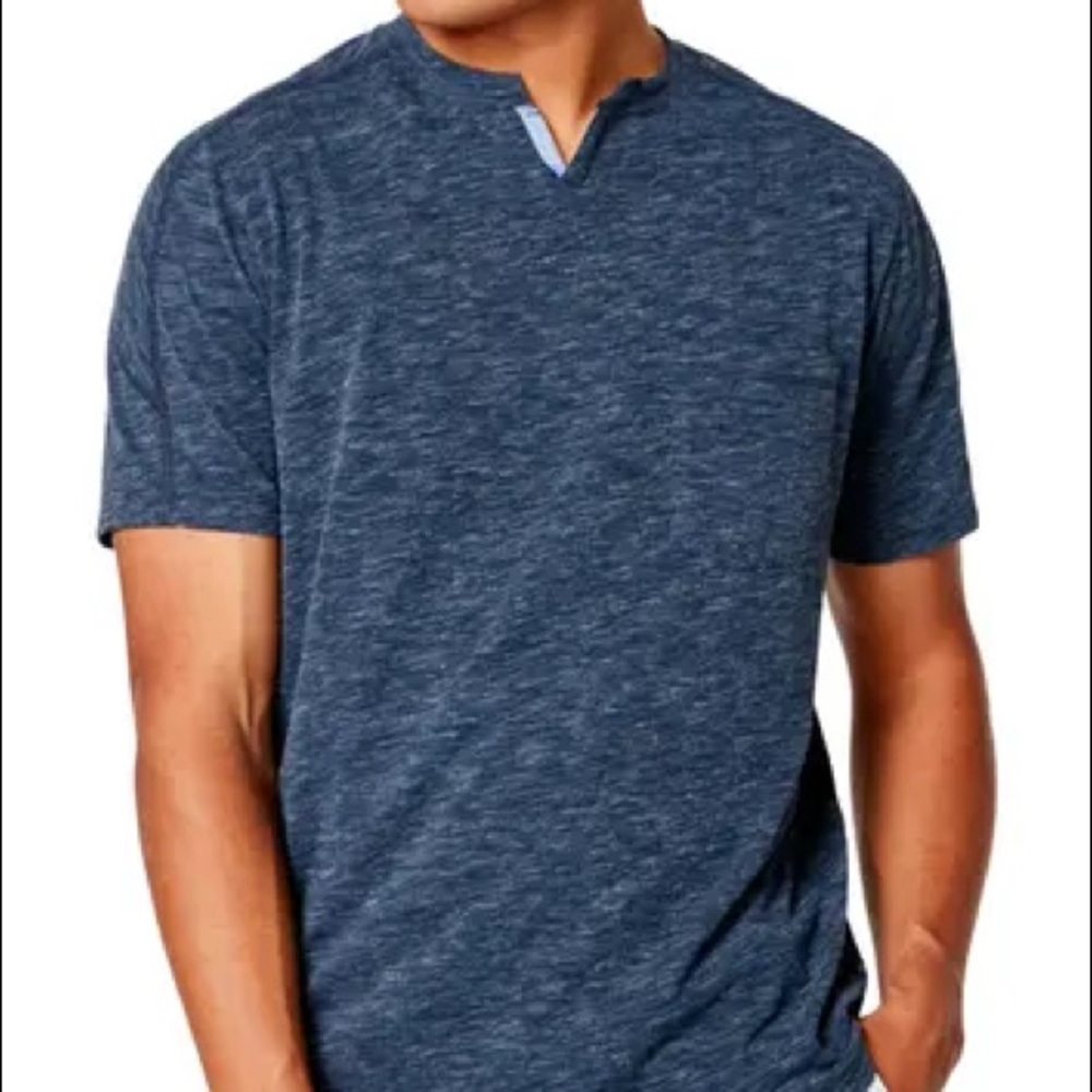 Notched neck Good Man navy t-shirt